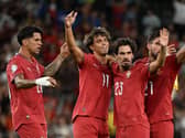 Joao Felix (second left) celebrates scoring for Portugal