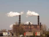 Smoke from the pipes of a mining and processing plant.