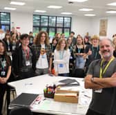 Charlie Adlard with Telford College art and design students.