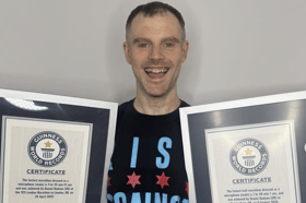 Dan Hudson has officially earned a second Guinness World Record for the fastest half marathon dressed as a microphone at the Solihull Half Marathon
