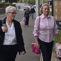 Sandie Peggie with her barrister outside the tribunal in Dundee