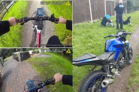 The officer used a pushbike to catch and detain the suspects. Photo: South Staffordshire Police