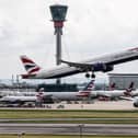 A British Airways plane taking off from London Heathrow Airport