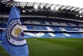 A general view of the corner flag and pitch at the Etihad Stadium