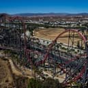 Six Flags rollercoaster viewed from above