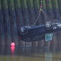 A car is removed from the River Wear in Sunderland, after three teenagers died when a car entered the water