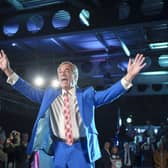 Reform UK leader Nigel Farage speaking at the Reform UK First 100 Days rally in Doncaster, South Yorkshire