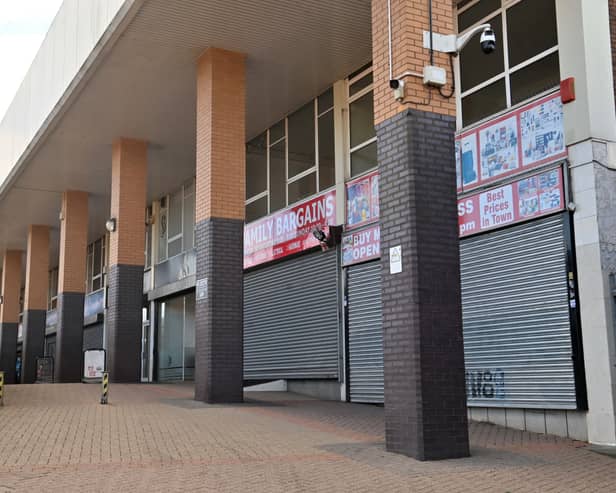 Empty shops in Birdcage Walk, Dudley, next to the new bus station