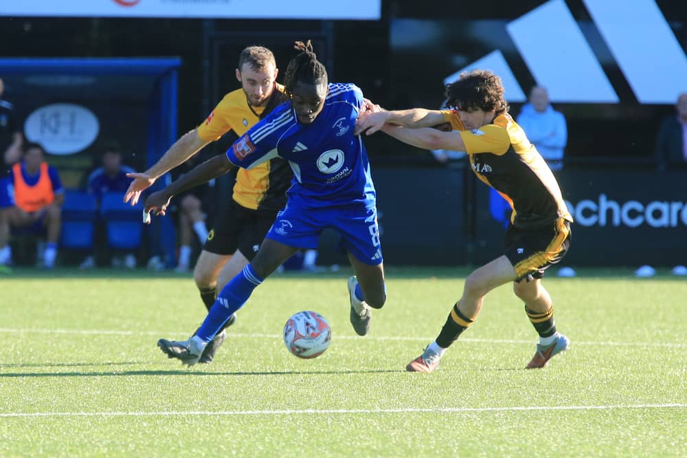 Kevin Monteiro battles away for Chasetown