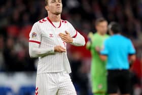 Denmark’s Rasmus Hojlund celebrates