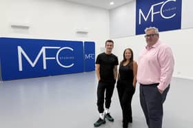 Mike Fellow and Yvonne Rowley with Ian Parker of John Truslove
