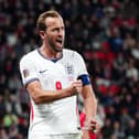 Harry Kane celebrates an England goal