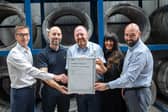 L-R: James Whateley (LRQA), Tom Mander, Kevin Guest (both Alloy Wire International), and Inny Mahal (LRQA) with Mark Thompson (Initiative Quality and Safety)