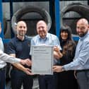 L-R: James Whateley (LRQA), Tom Mander, Kevin Guest (both Alloy Wire International), and Inny Mahal (LRQA) with Mark Thompson (Initiative Quality and Safety)