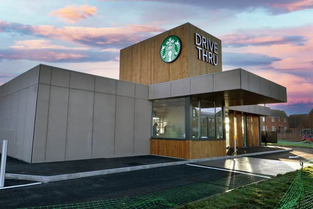 The new Starbucks drive-thru, Burntwood, prior to the grand opening
