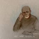 Court artist sketch of Mark Cain