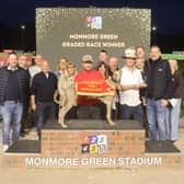 Takemawaytony after winning the Ian Smith 60th Birthday Trophy last month, with co-owner James Hine far right