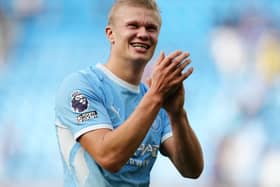 Manchester City’s Erling Haaland applauds after a game