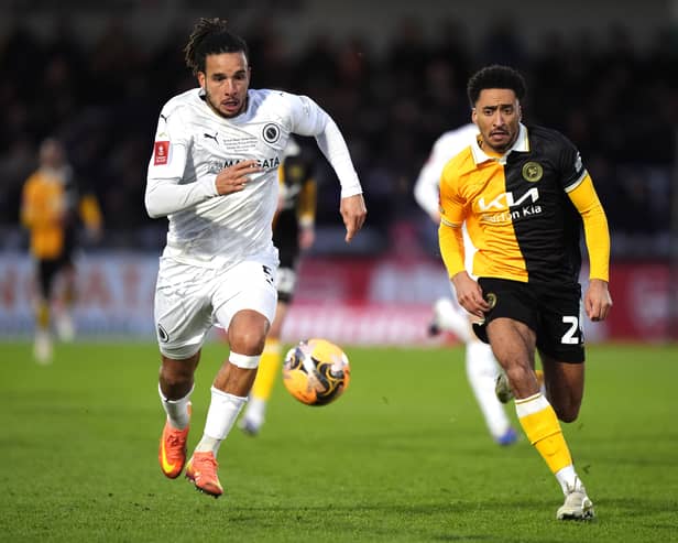 Chris Bush, left, in action for Boreham Wood