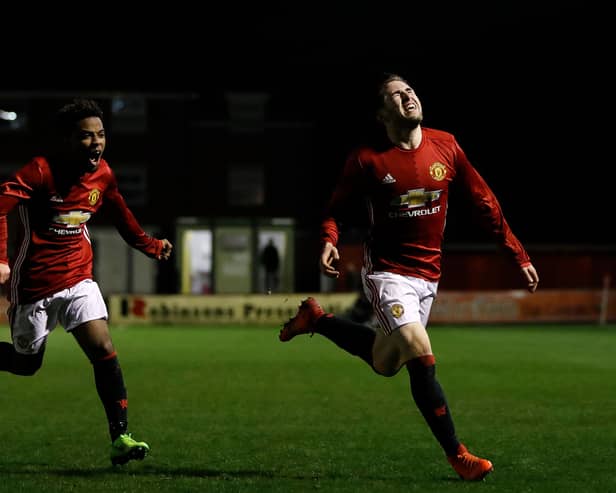 Aidan Barlow, right, pictured playing for Manchester United
