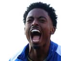 Kyreece Lisbie celebrates after a win with his former club Colchester