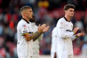 Kieran Trippier (left) and Sean Neave applaud the Wolves fans at Middlesbrough
