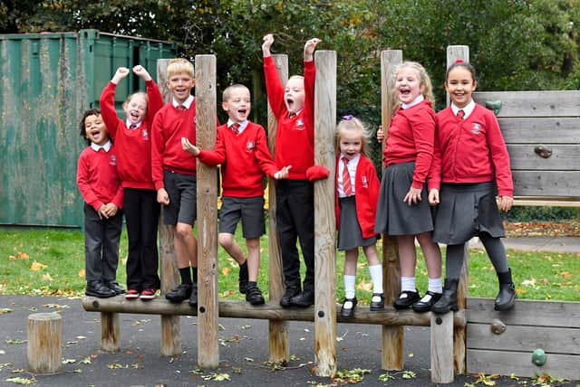 Pupils enjoying playtime at Church Eaton Primary School