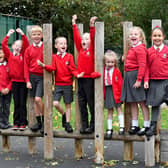 Pupils enjoying playtime at Church Eaton Primary School