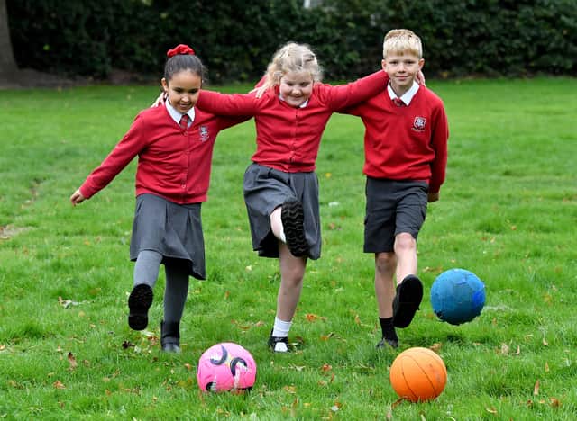 Pics at Church Eaton Primary School, Stafford for the Love Your School feature.
Getting sporty at the school.
Tim Thursfield/Iconic Media Group
