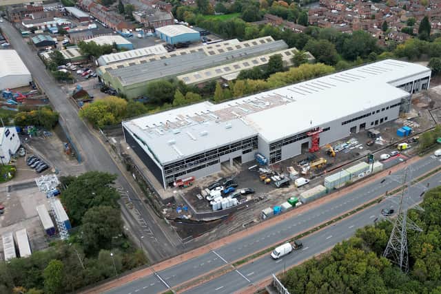 Construction of the huge Central Point development off Willenhall Road, Walsall continues. The vast unit can be seen from the Black Country Route.