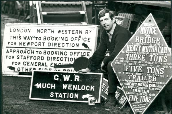Nigel Hadlow, who was assistant general manager of the Chasewater Light Railway, near Cannock, was sprucing up some old signs ready for the new season when this picture was taken in February, 1978. Old railway signs continue to be in high demand from collectors.  