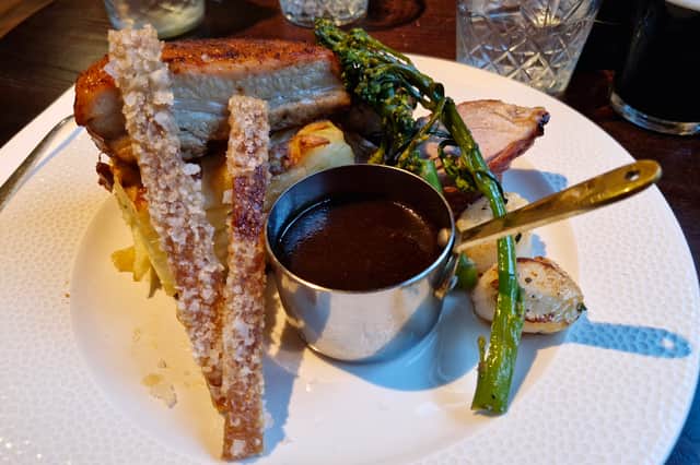 Well cooked pork and a range of rich sides made the main course a real treat