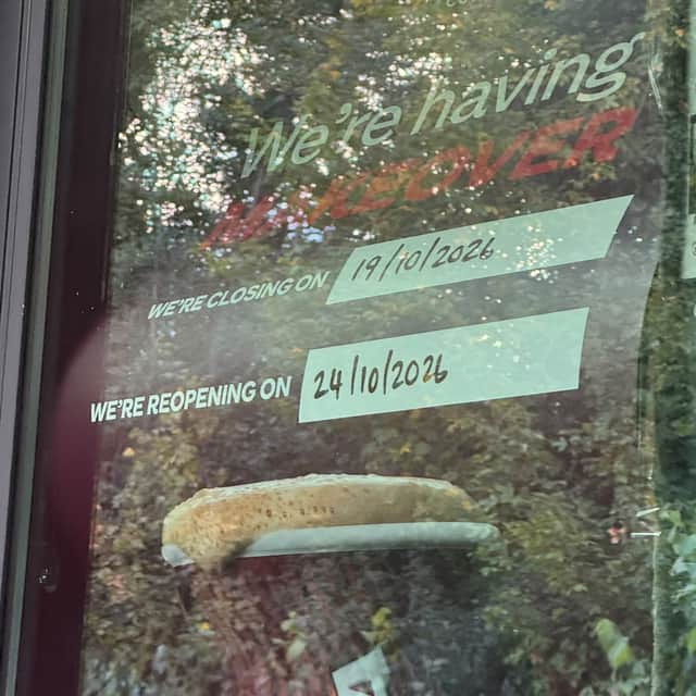 The notice says the store will close down on Monday, October 19 for five days of work