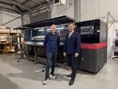 L to R: Simon Talbot, director of Kazoo PSG Ltd, and Martin Murray, leader of Staffordshire County Council, next to new printer