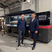 L to R: Simon Talbot, director of Kazoo PSG Ltd, and Martin Murray, leader of Staffordshire County Council, next to new printer