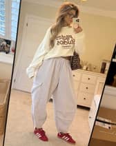 Mrs Hinch showed off her grey cargo joggers on Instagram - here's where you can buy them.