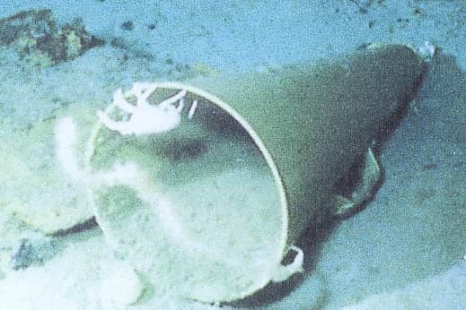 The Acme megaphone discovered by Dik Barton during his 1993 dive