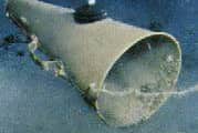 The Acme megaphone discovered during Dik Barton's 1993 dive into the Titanic