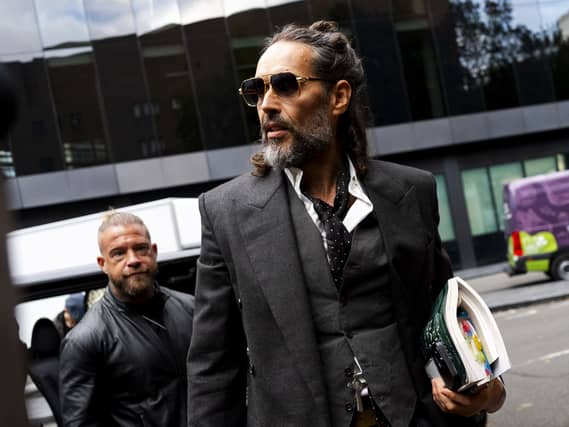 Russell Brand arriving at Southwark Crown Court on Thursday