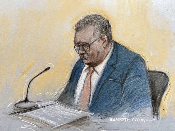 Court artist sketch of Jeffrey Donaldson