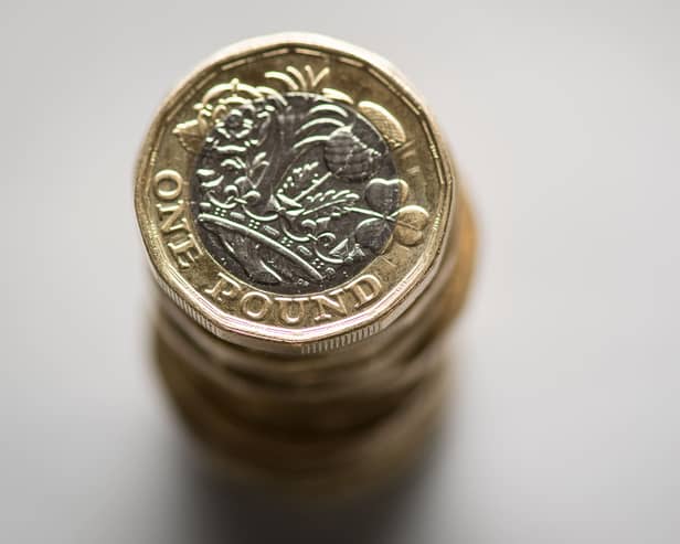 A pile of pound coins