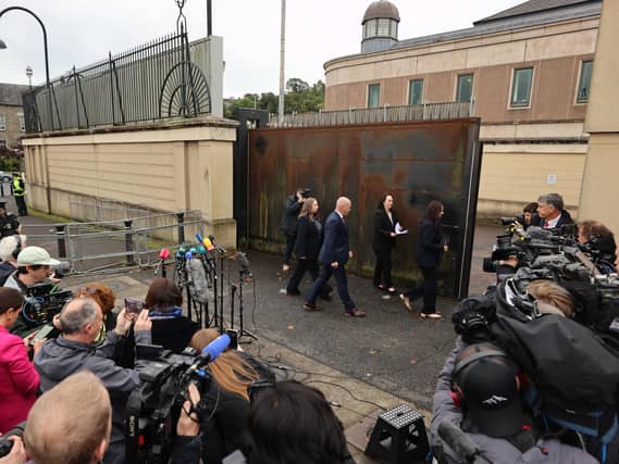 The scene outside Newry Crown Court