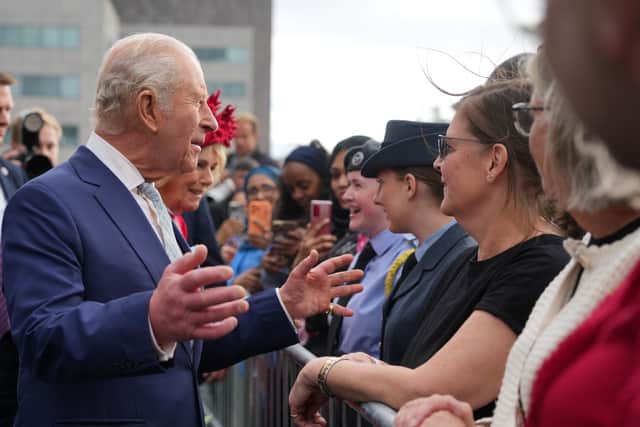 King Charles and Queen Camilla meet members of the public after attending the ceremonial opening of the Senedd (Alastair Grant/PA)