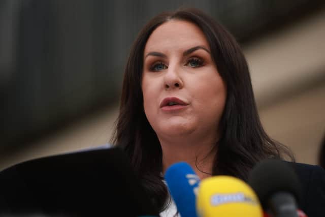 Detective Chief Inspector Leah Crothers outside Newry Crown Court (Liam McBurney/PA)