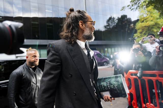 Russell Brand arriving at Southwark Crown Court, London (Jordan Pettitt/PA)