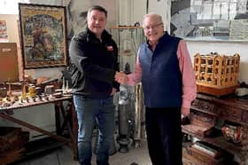 Titanic explorer Dik Barton meets Simon Topman at Acme Whistles in Birmingham