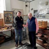 Titanic explorer Dik Barton meets Simon Topman at Acme Whistles in Birmingham