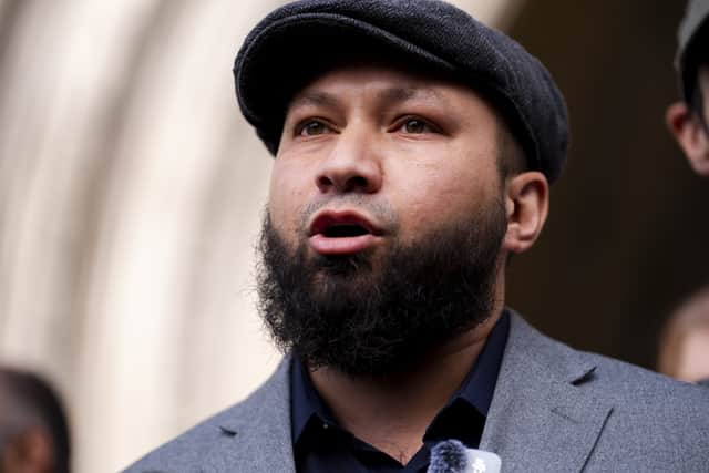 Deputy Green Party leader Mothin Ali speaking outside Royal Court Of Justice, London (Jordan Pettitt/PA)