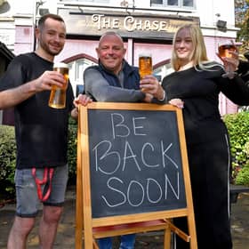 The Chase pub, Rugeley is closing for two weeks for a major refurb. It will be back open on 11th November.
Landlord Steve Banks(centre) with staff Tom Harris and Olivia Till.
Tim Thursfield/Iconic Media Group