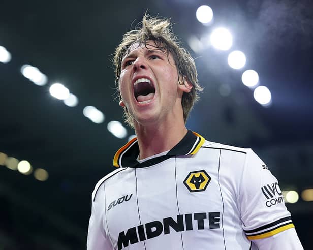 Fer Lopez celebrates scoring for Wolves against Burnley 